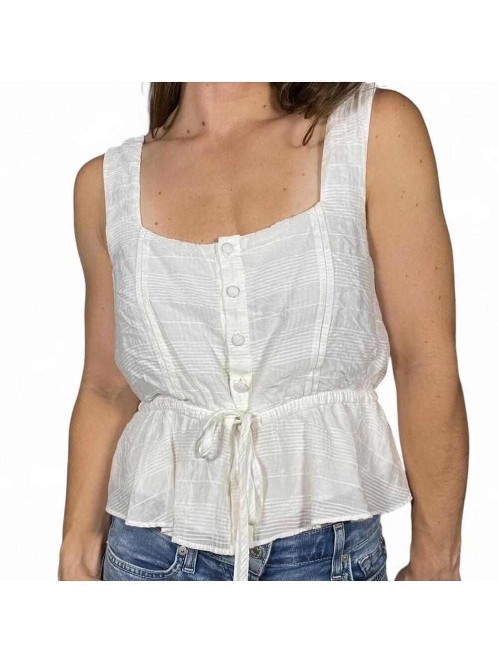 Sancia White Tank with Cinching Waist